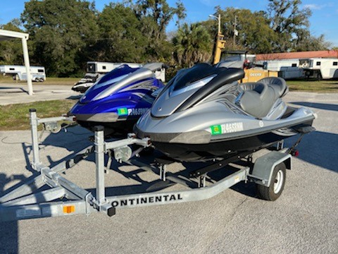 Two 2007 Yamaha Wave Runners, low hours, includes 2007 Continental Galvanized Trailer 